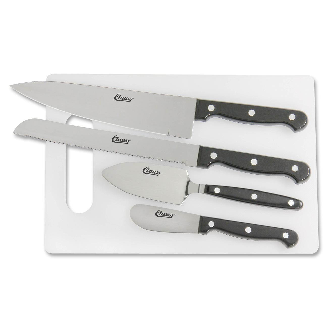 Acme United 5pc Cutting Board Knife Set - 5 Piece(s) - 5/Set - Dishwasher Safe - Acrylonitrile Butadiene Styrene (ABS), Stainless Steel - Black