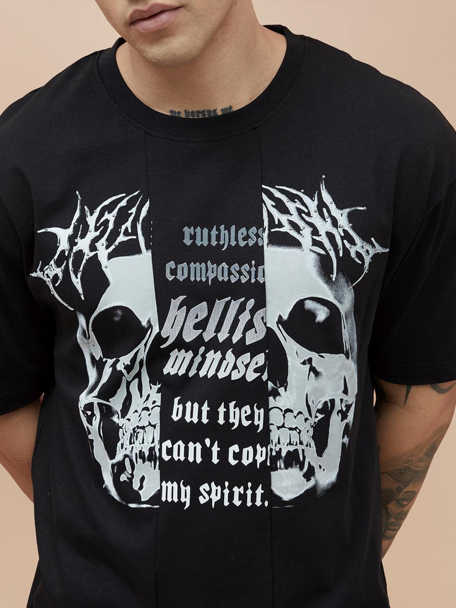 Forca By Lifestyle Black Cotton Regular Fit Printed T-Shirt