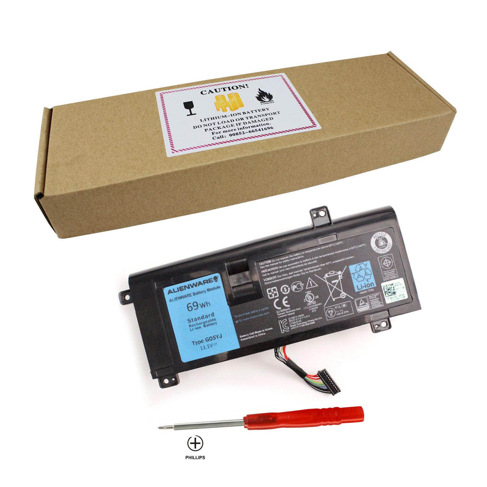 Genuine Laptop Battery 69Wh G05YJ Battery DELL Alienware 14 A14 M14X R3 R4 ALW14D Y3PN0 8X70T