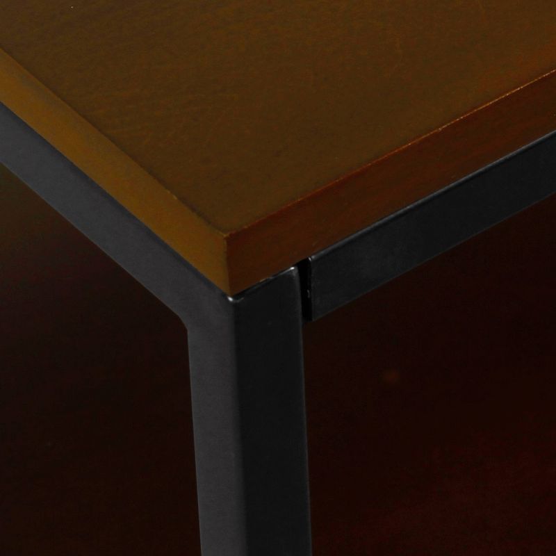 Square Wood and Metal Accent Table with Shelf Storage Dark Walnut Brown/Black - HomePop