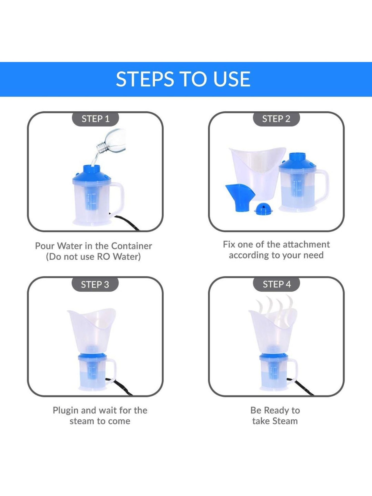 MCP WVP01 3 In 1 Steam Inhaler (White/Blue)