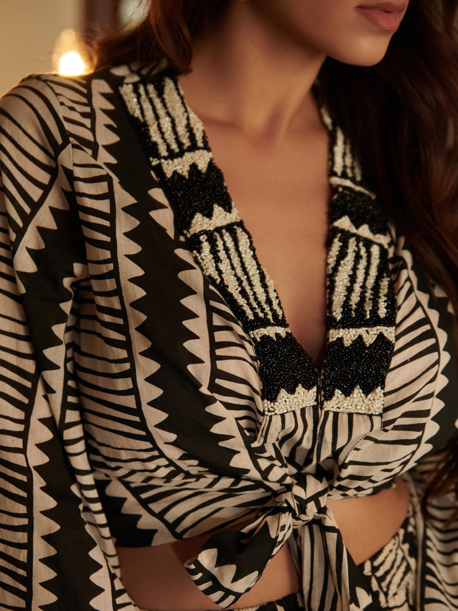 Cin Cin Zebra Line Printed Wrap On Top With A Line Skirt