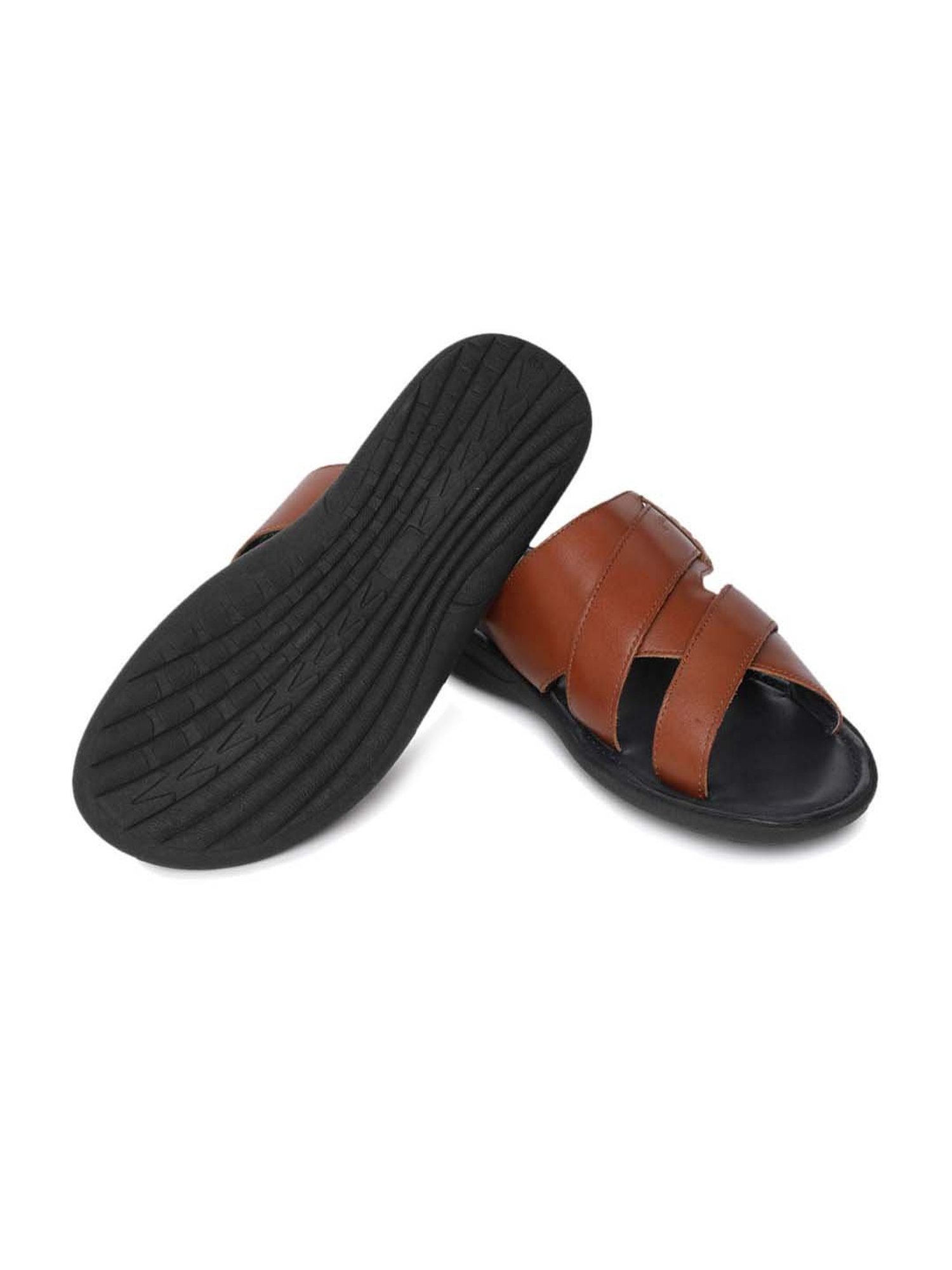 Gabicci Men's Rich Tan Cross Strap Sandals