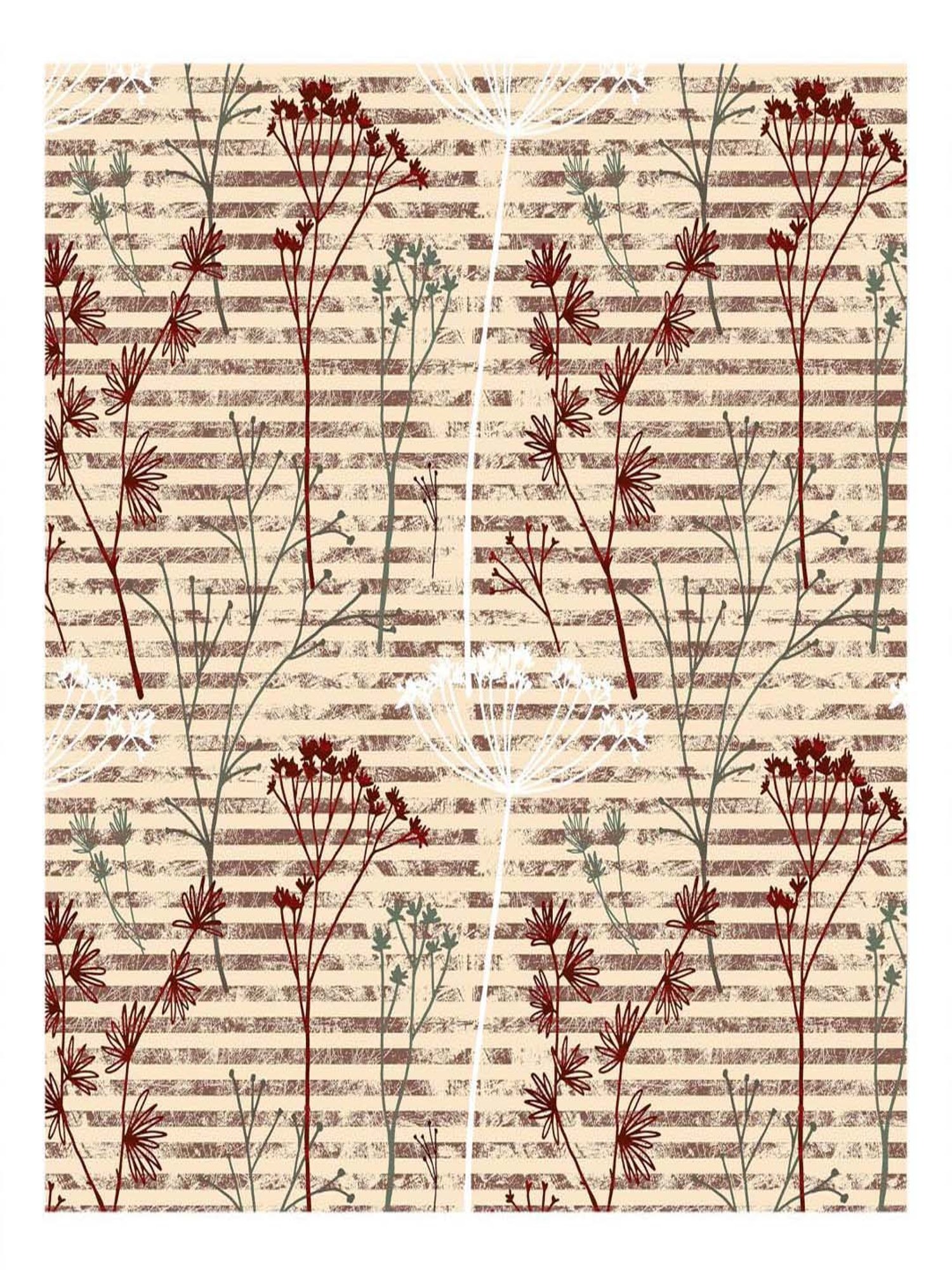 BELLA CASA Cuddle Floral Beige 150 TC Cotton Single Bedsheet with 1 Pillow Cover