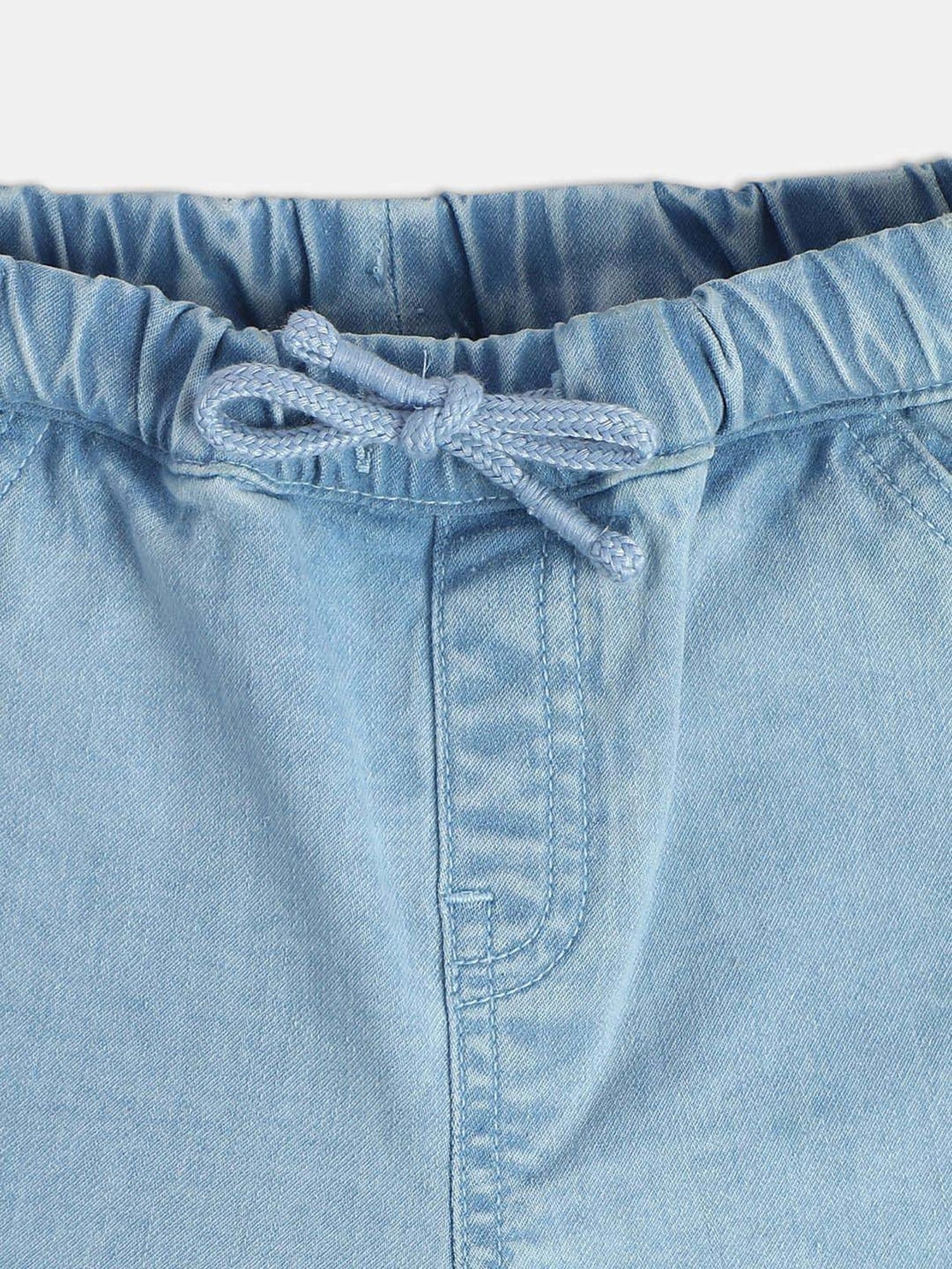 MINIKLUB Boys Blue Cotton Solid Full Sleeves Denim Pant