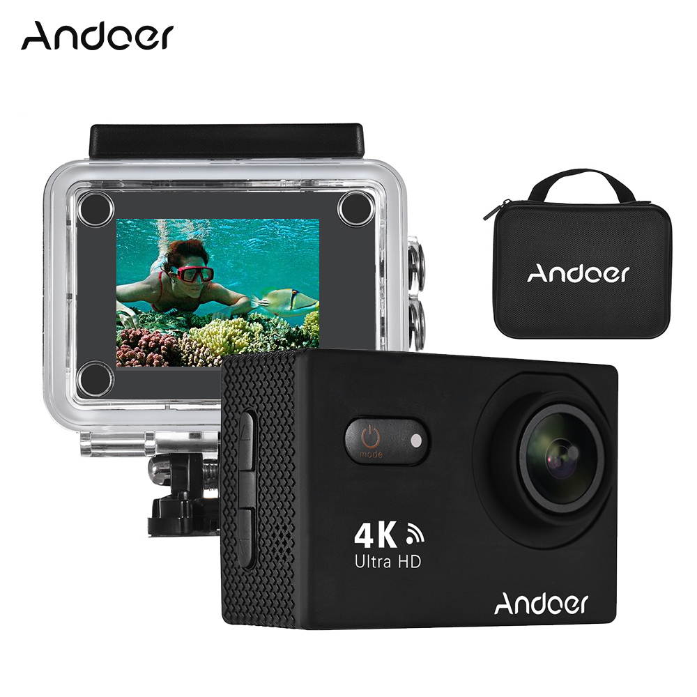 Andoer AN9000 4K 16MP WiFi Action Sports Camera 1080P FHD 2" Touchscreen 170&deg; Wide Angle Lens with Hard Case Support 4X Zoom Waterproof 40m