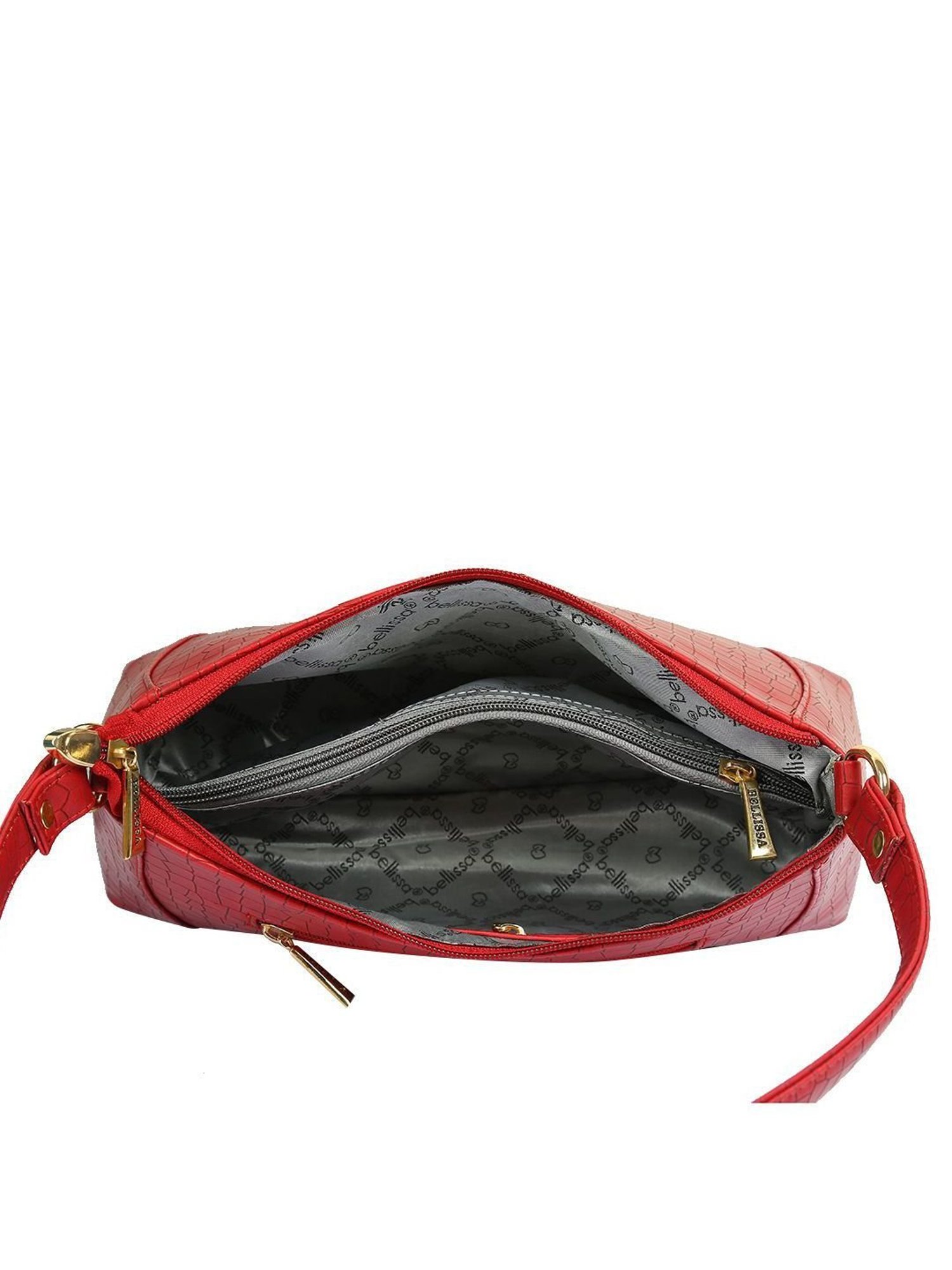 Bellissa Red Textured Medium Premium Shoulder Handbag