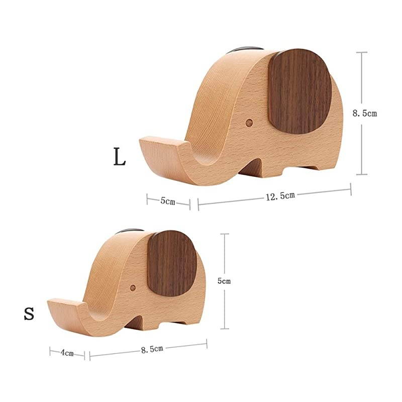Cell Phone Stand, Wood Made Elephant Phone Stand for Smartphone with Pen Holder Desk Organizer (Small)