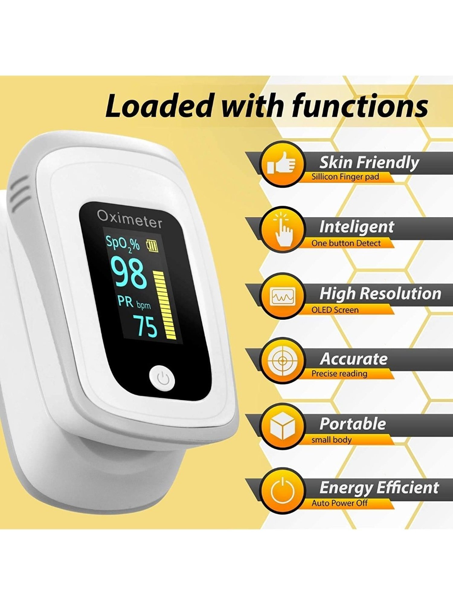 Mievida Finger Tip Pulse Oximeter with OLED Display, Hi or Low Spo2, Pulse Rate Indicator