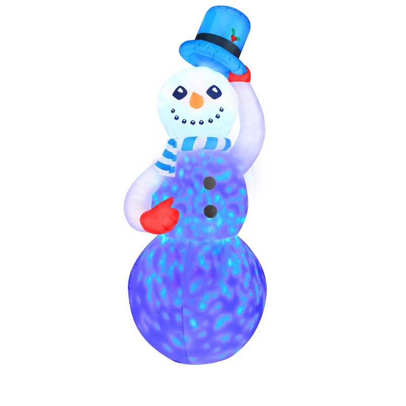 Occasions 7' Inflatable Swirling Lights Snowman With Tipping Hat, 7 ft Tall, Multicolored