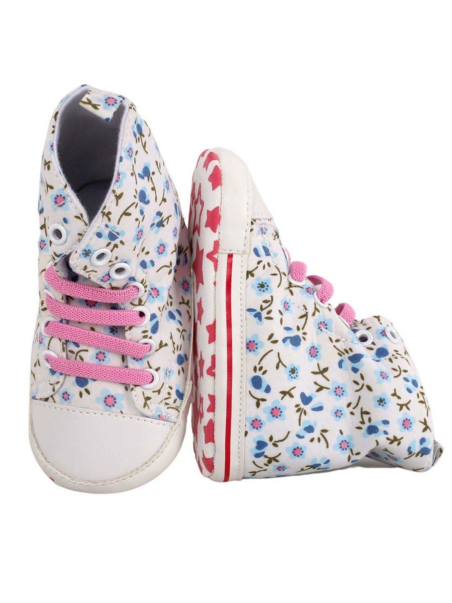 Baby Moo Kids White & Blue Casual Booties