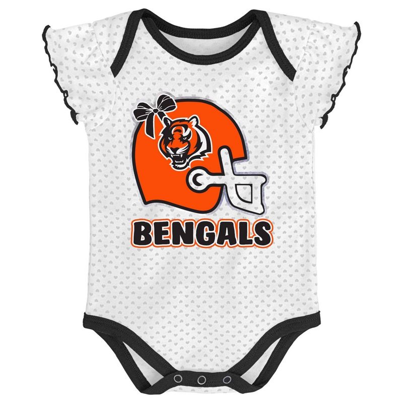 NFL Cincinnati Bengals Baby Girls' Newest Fan 3pk Bodysuit Set - 18M