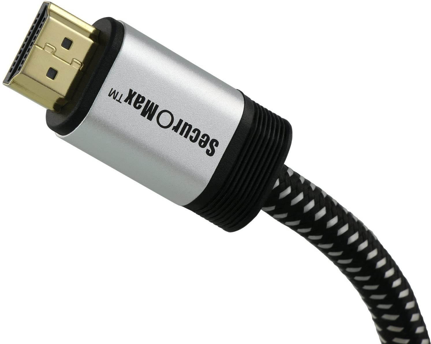 SecurOMax HDMI Cable (4K 60Hz HDCP 2.2 HDR 18Gbps) with Braided Cord 3 Feet