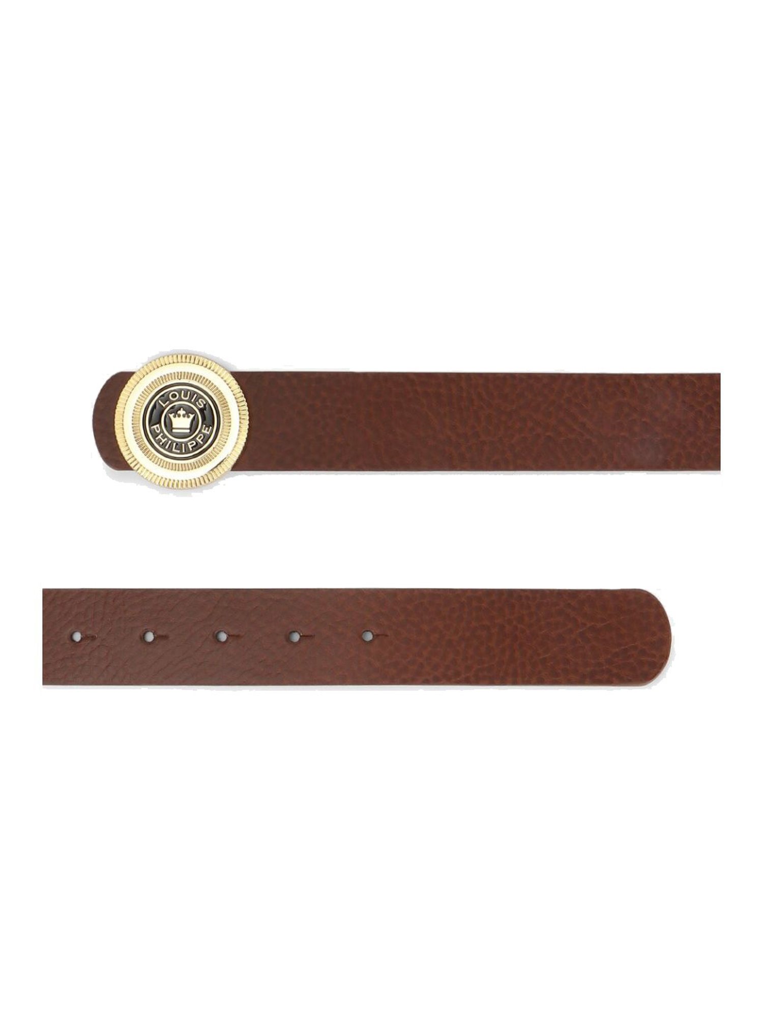 Louis Philippe Brown Leather Solid Waist Belt
