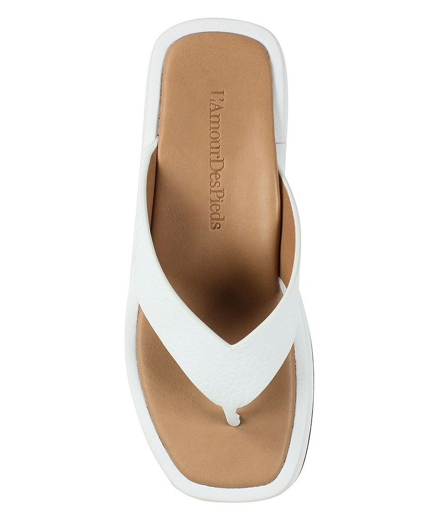 L'Amour Des Pieds Anastasio Leather Thong Platform Wedge Sandals