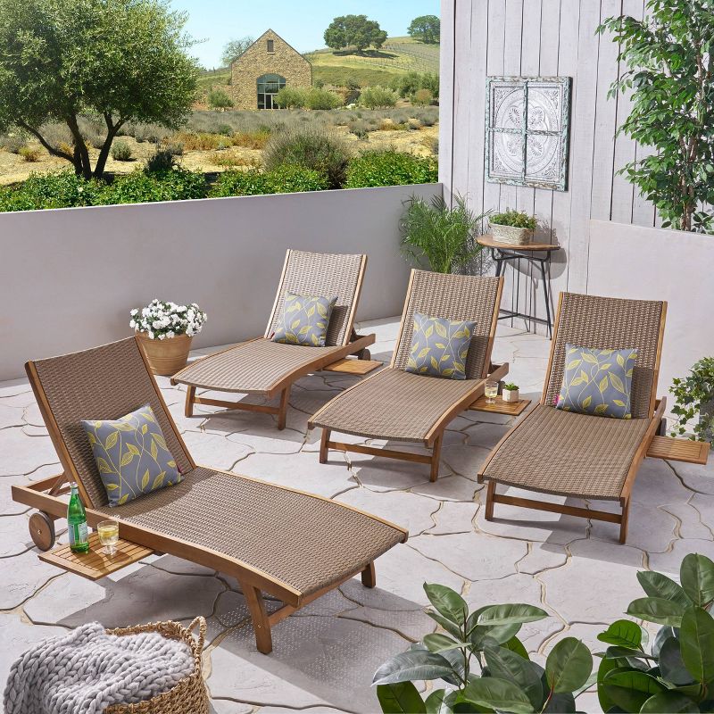 NewPort Outdoor Wicker Chaise Lounge - Dark Gray - Coaster