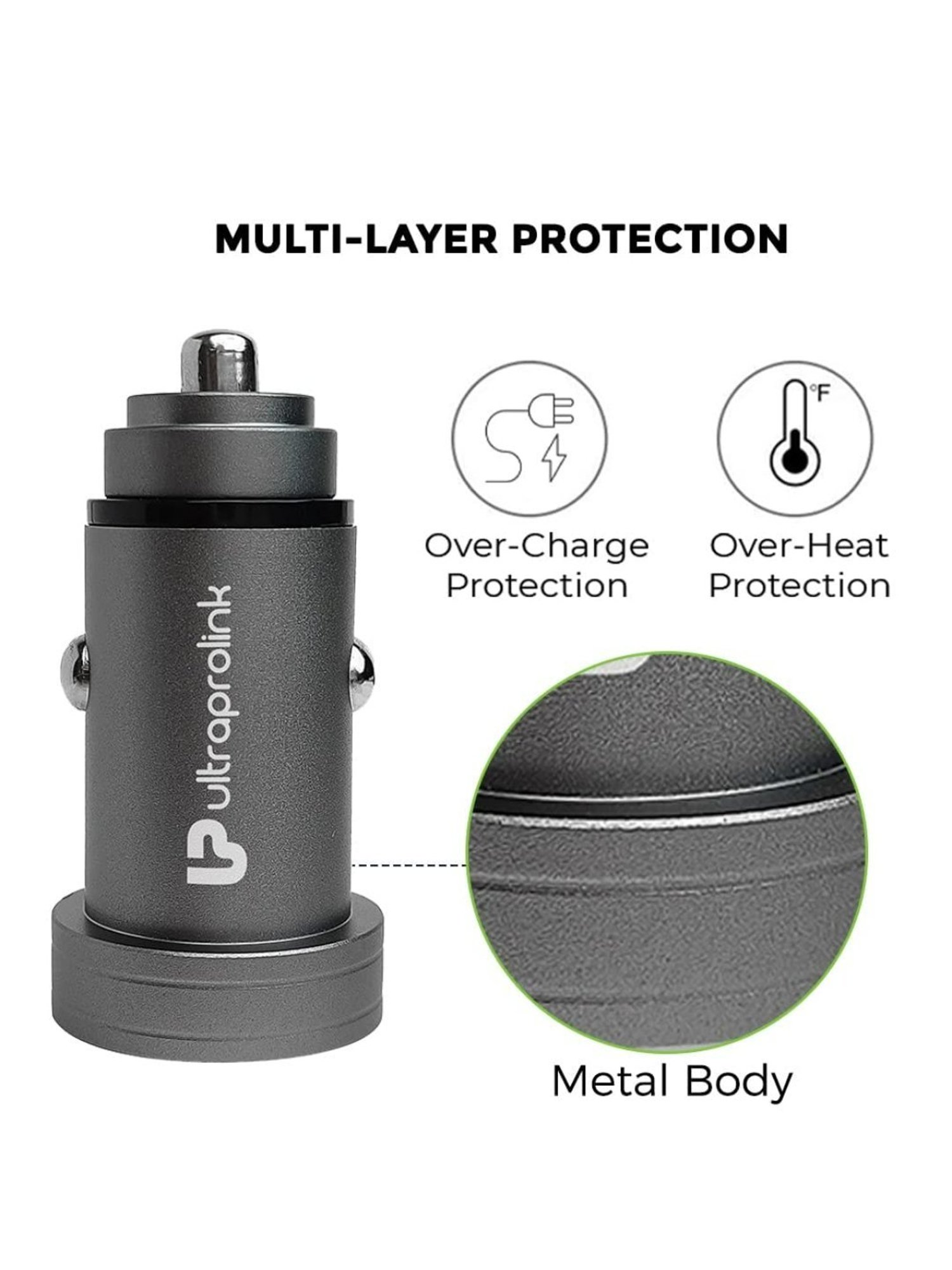 Ultraprolink UM1109 Zip Kit, 15W Higher Power Car Charger with 3 in 1 Charging Cable (Black)