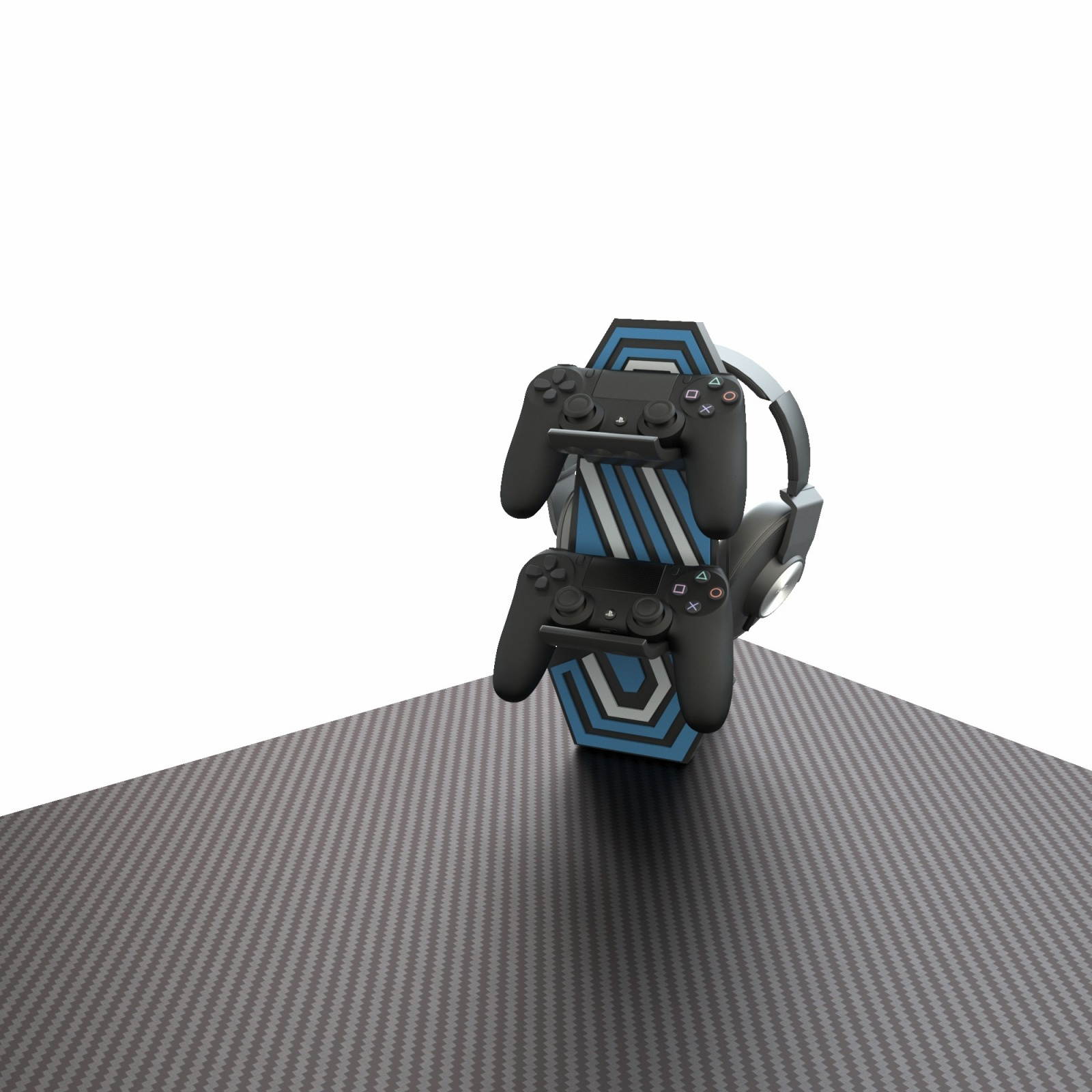 Z-shaped Game Table with LED Light & Headphone Holder & Cup Holder & Gamepad Holder, Size: 43.3x23.6x30.8 inch