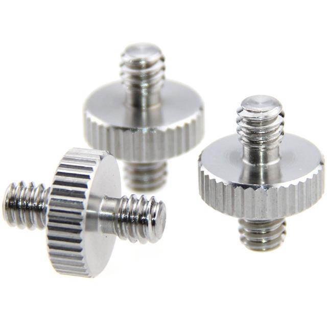 CAMVATE 1/4"-20 Male to 1/4"-20 Male Double-Ended Screw Adapter, 3-Pack #C1229