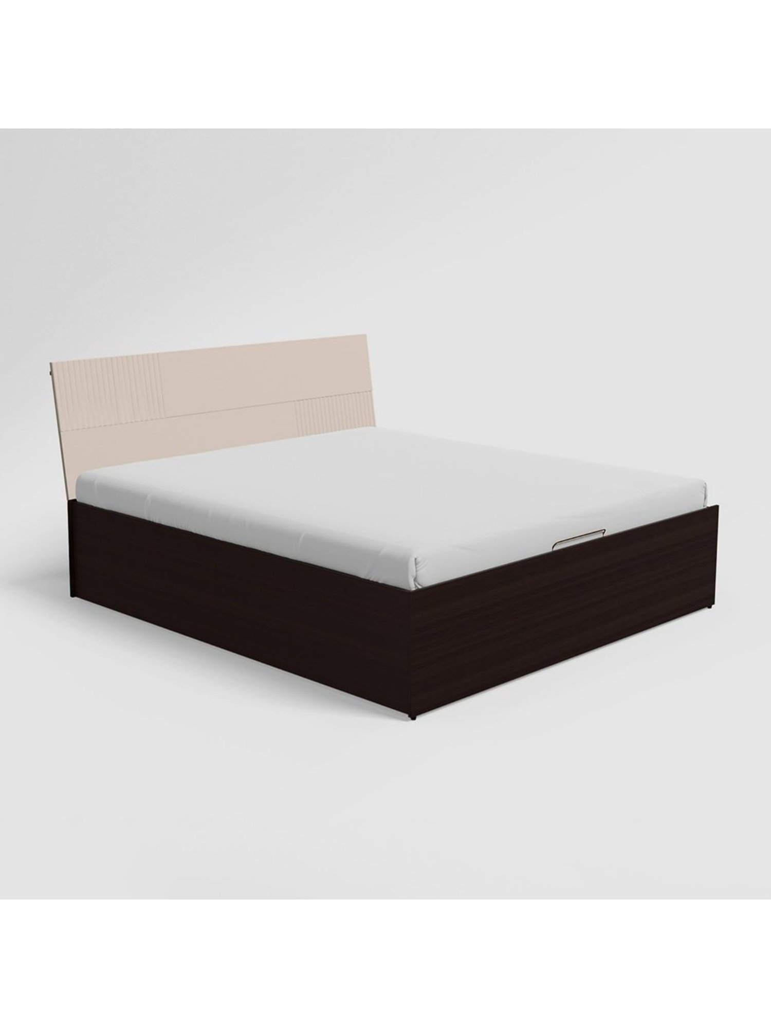 Godrej Interio Flutes Wee Cream Engineered Wood Queen Size Bed with Hydraulic Storage