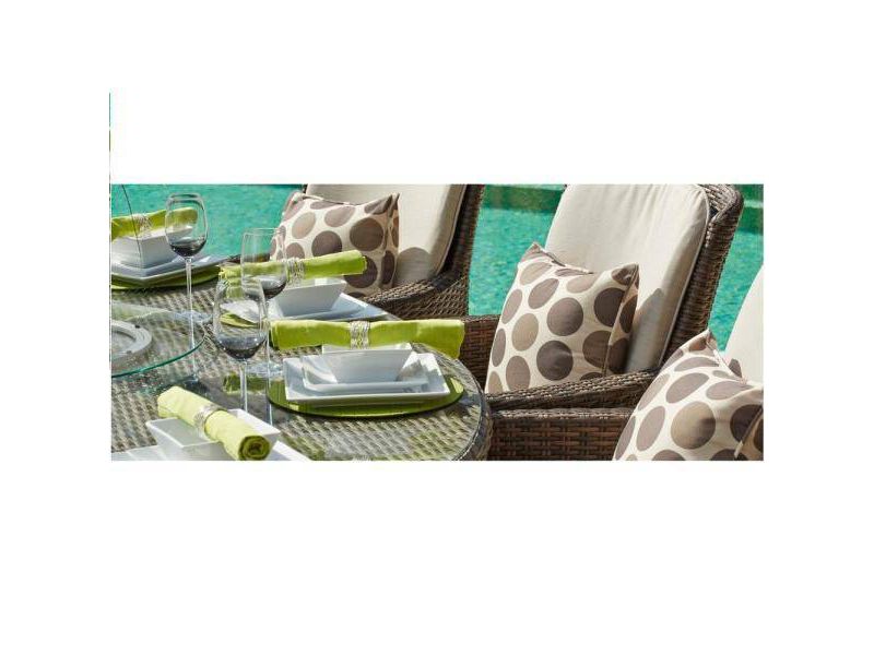 Malachi 5pc Patio Wicker Glass Top Dining Set - Direct Wicker