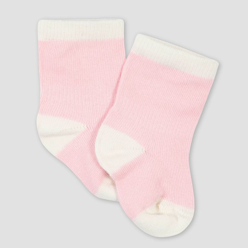 Gerber Baby Girls' 6pk Fox Jersey Wiggle Proof Socks - Pink 0-6M