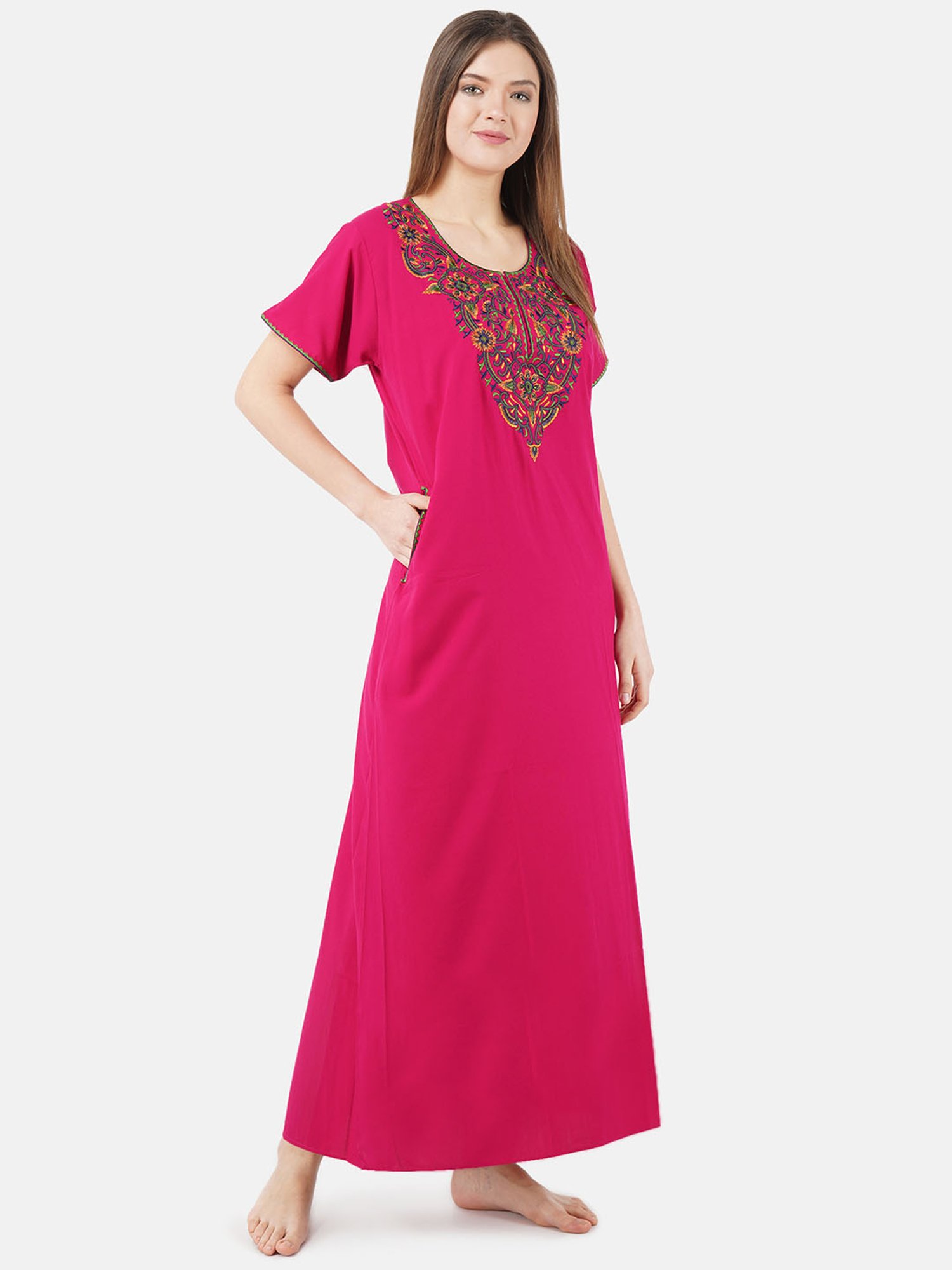 KOI SLEEPWEAR Dark Pink Embroidered Nighty