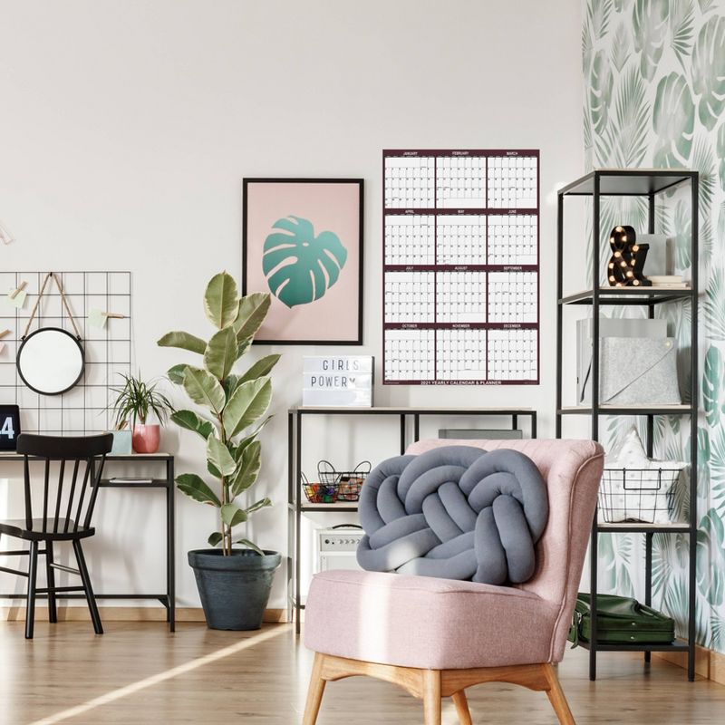 2021 Dry Erase Wall Calendar 32"x48" Maroon Accent - SwiftGlimpse