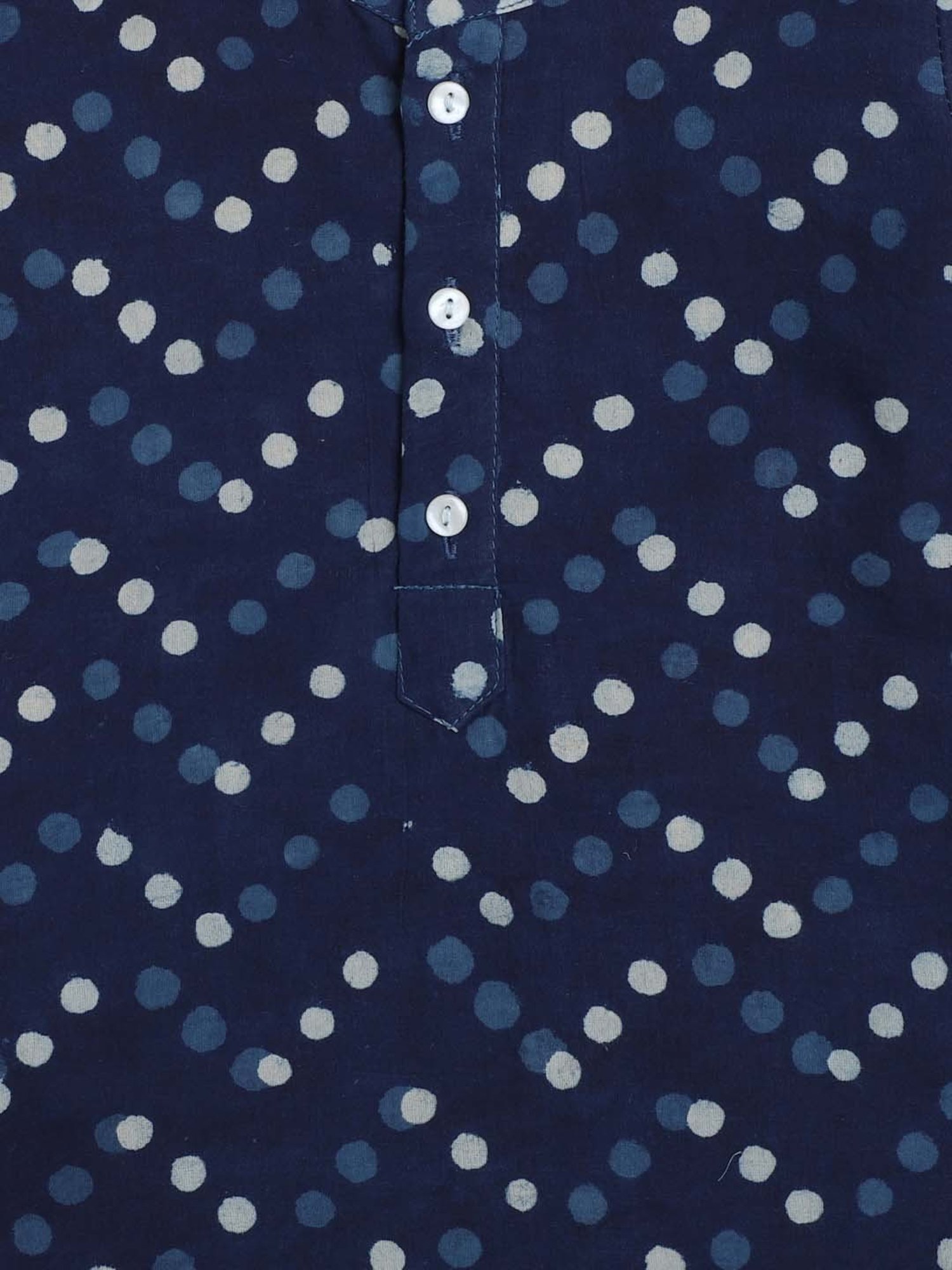 The Magic Wand Kids Blue & White Cotton Printed Full Sleeves Kurta Set