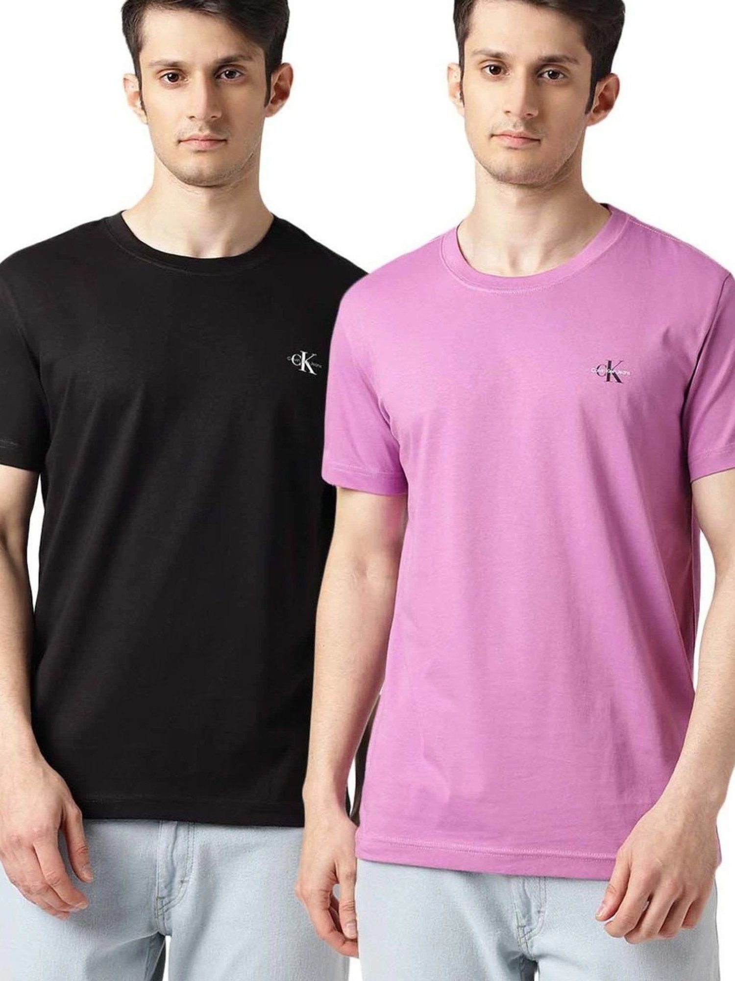 Calvin Klein Jeans Purple Cotton Regular Fit Logo Printed T-Shirt