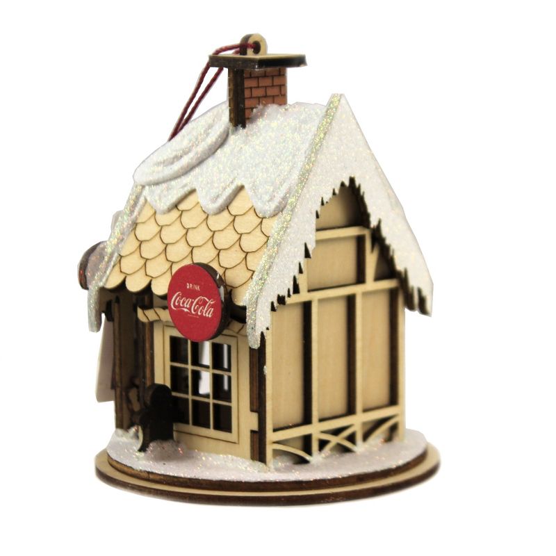 Ginger Cottages 4.25" Santa's Workshop Cottage Ornament Coca Cola  -  Tree Ornaments