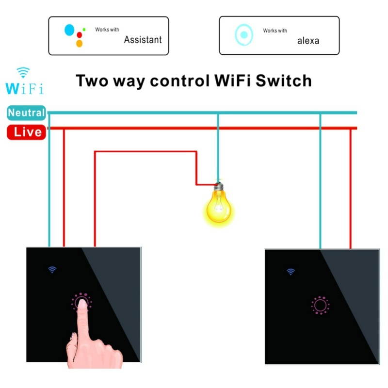 Smart WiFi Light Switch Remote Alexa Google Home IFTTT Voice Control Smart Life US 1 Gang Smart Light Switch