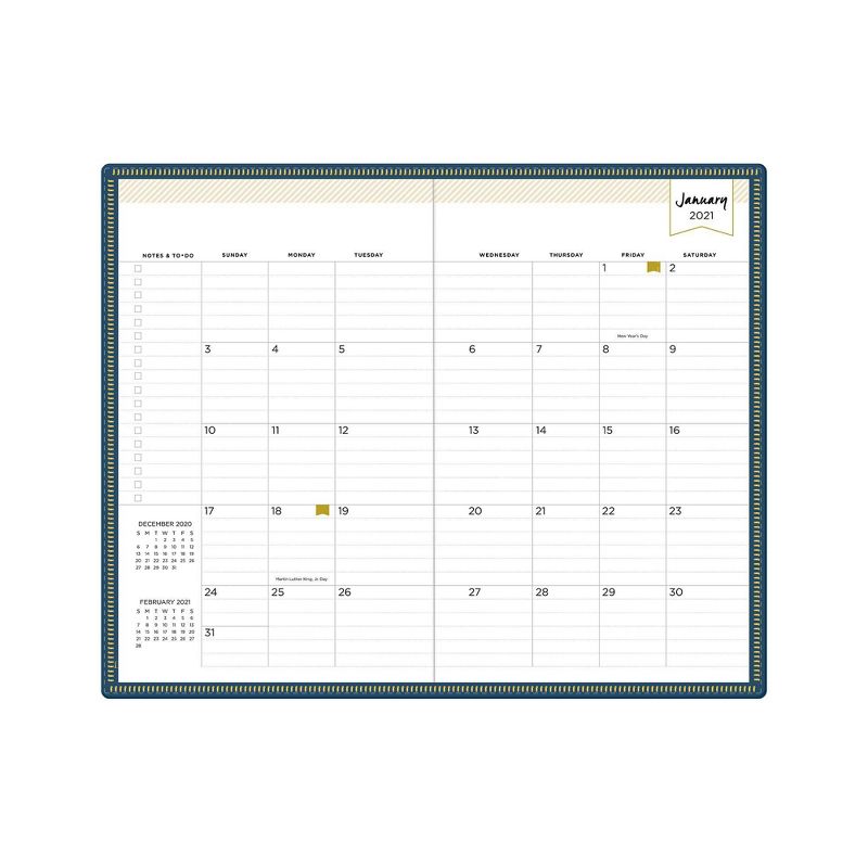 2021 Planner 5" x 8" Faux Leather Weekly/Monthly Bookbound Zip Closure Navy - Day Designer