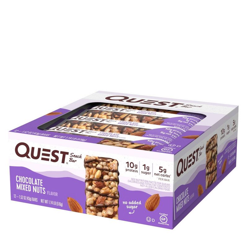 Quest Snack Bar Chocolate Mixed Nuts - 12ct