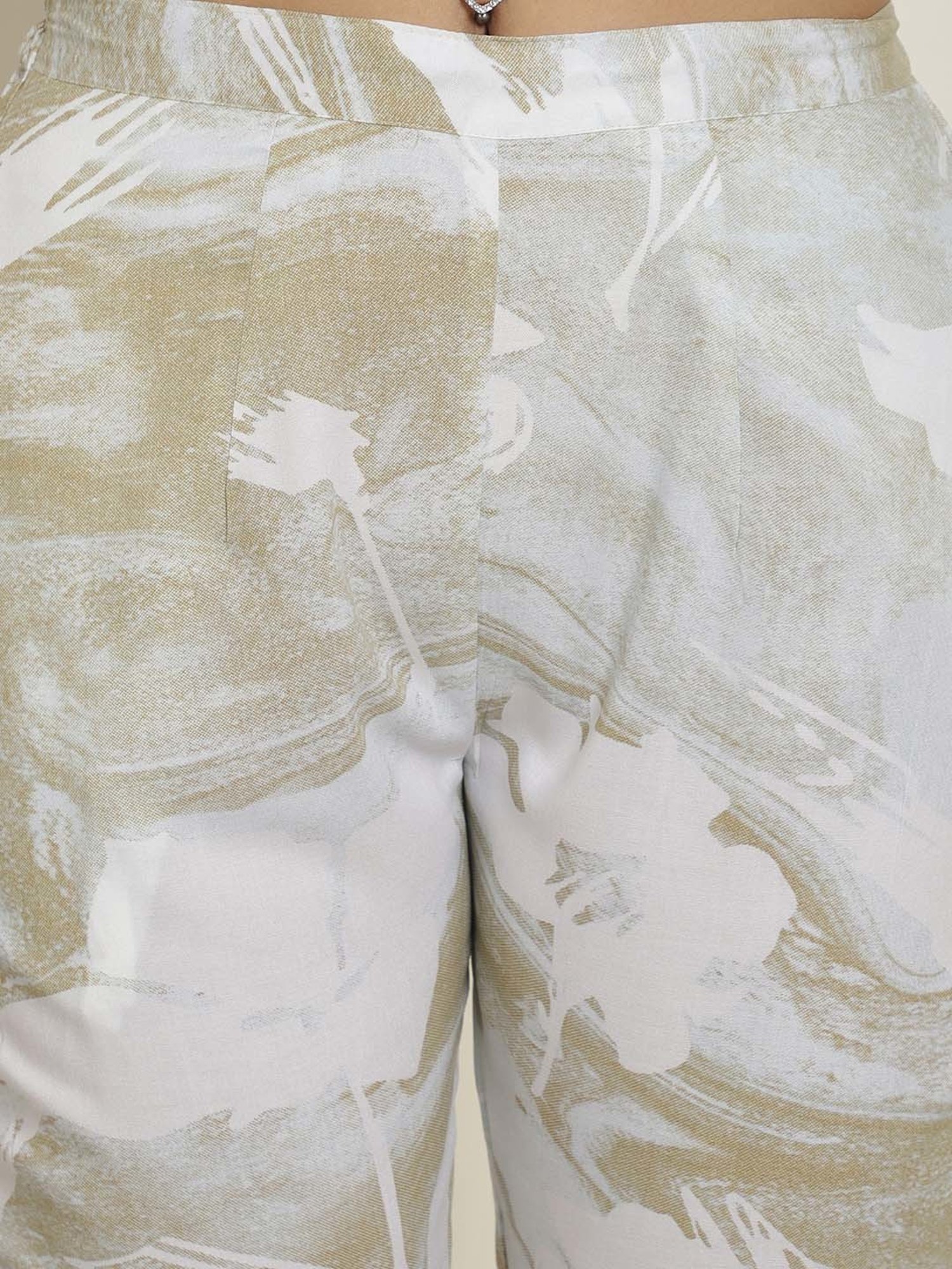 Indian Needle Beige Kaftan Tunic & Pant Set