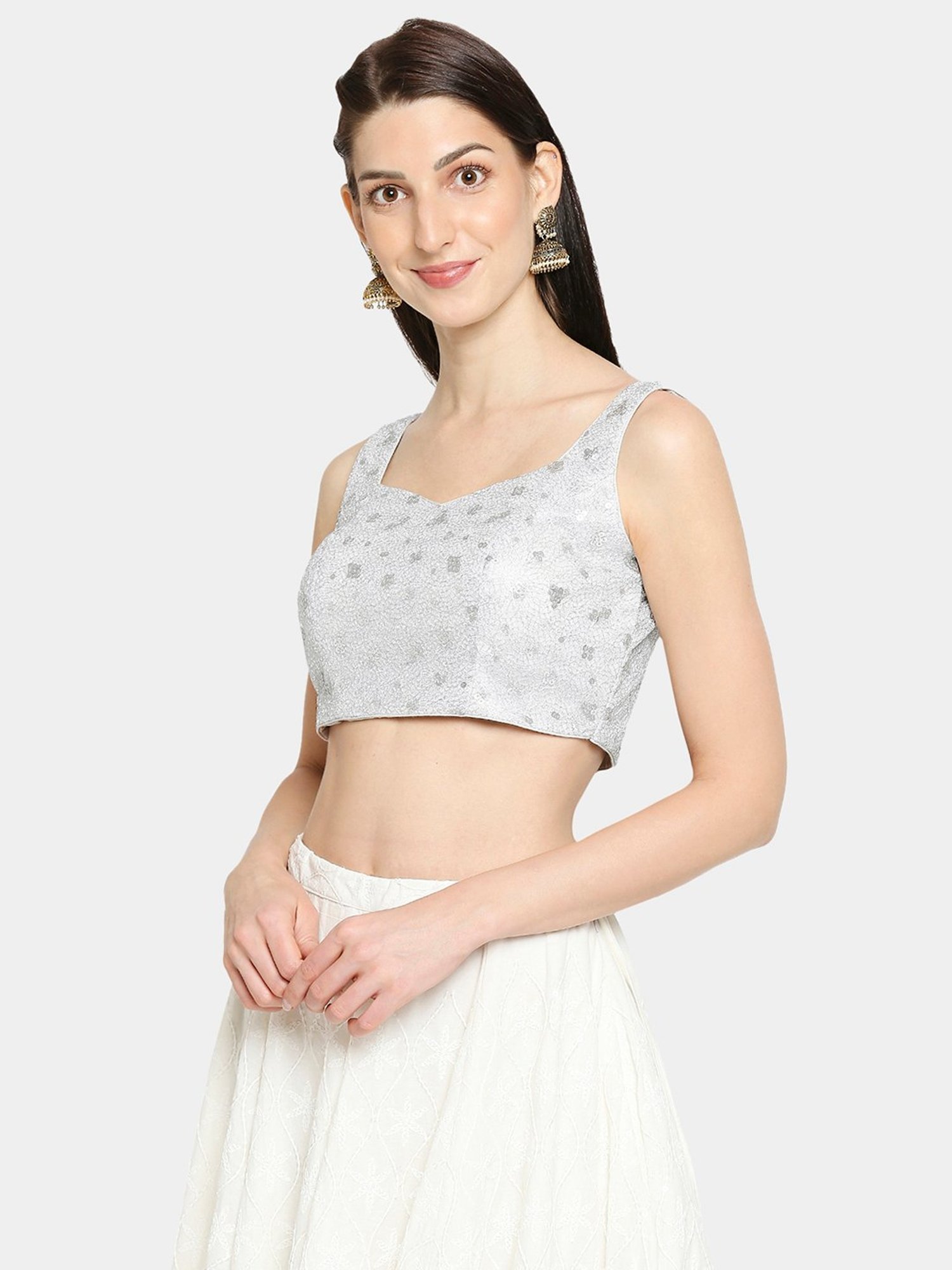 Salwar Studio Silver Embellished Blouse