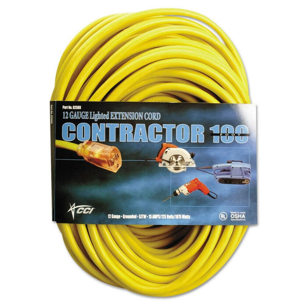 Coleman Cable 100 ft. Vinyl 15 Amp Outdoor Extension Cord (Yellow)  25890002 New