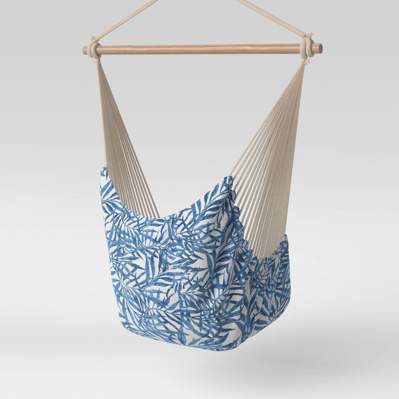 Pillowtop Hammock Chair with Spreader Bar Navy Tropical Leaf - Threshold™