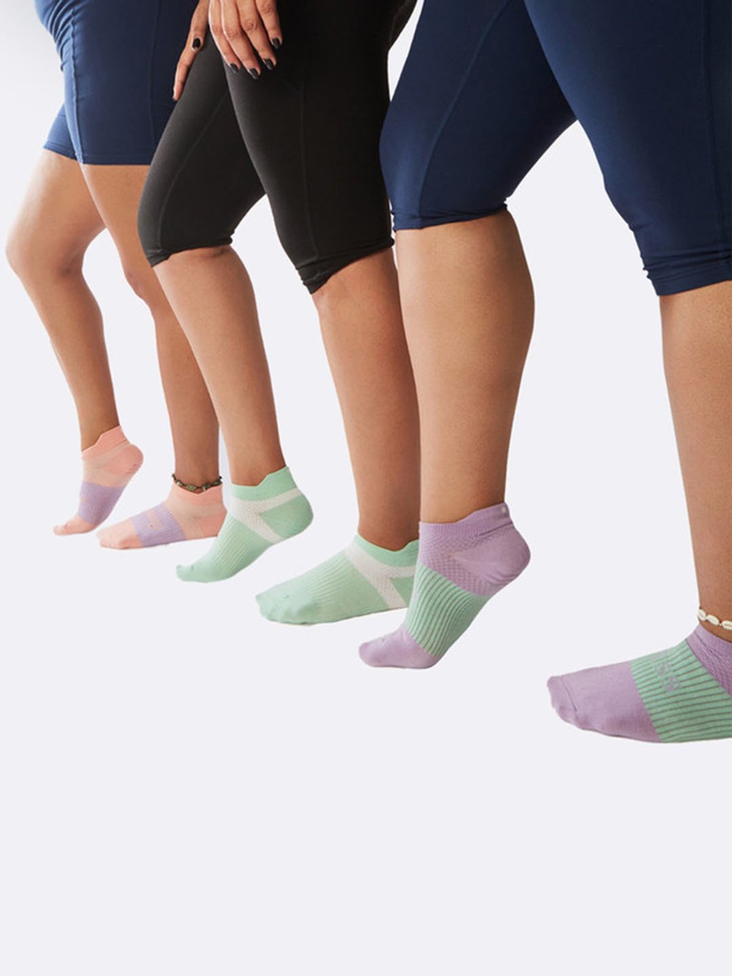 BlissClub Green & Purple All Day Performance Socks - Pack of 3