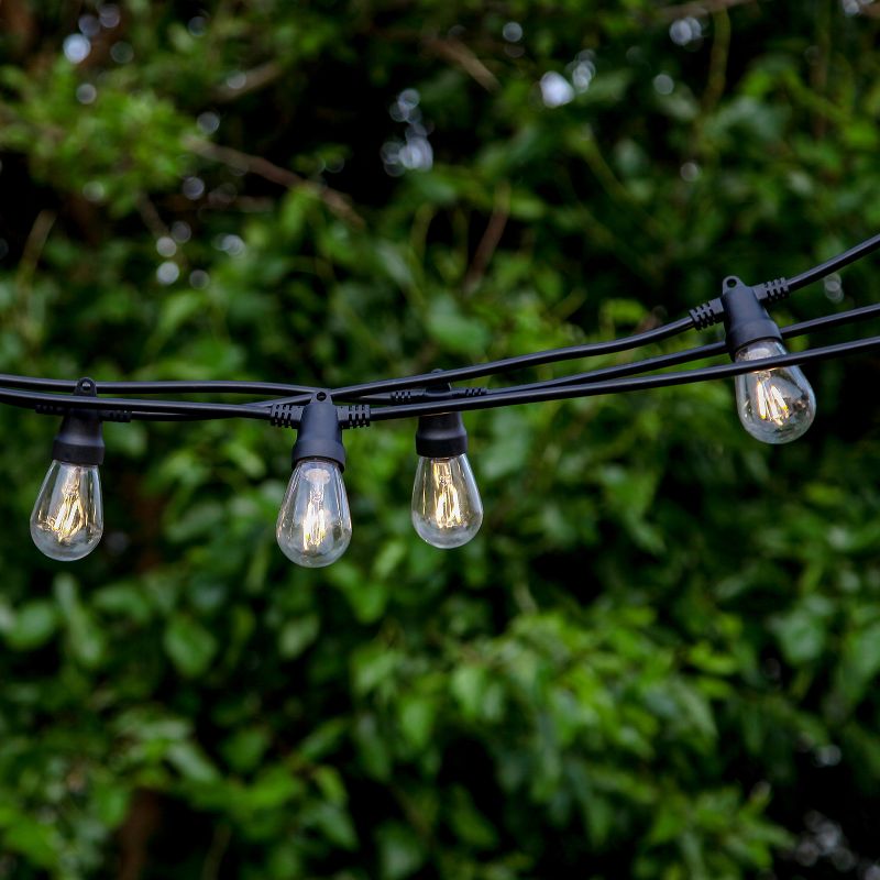 Brightech 48 Feet Weatherproof Solar Powered 1 Watt Warm LED Outdoor Hanging Edison Vintage Italian Cafe String Lights Bulbs, White