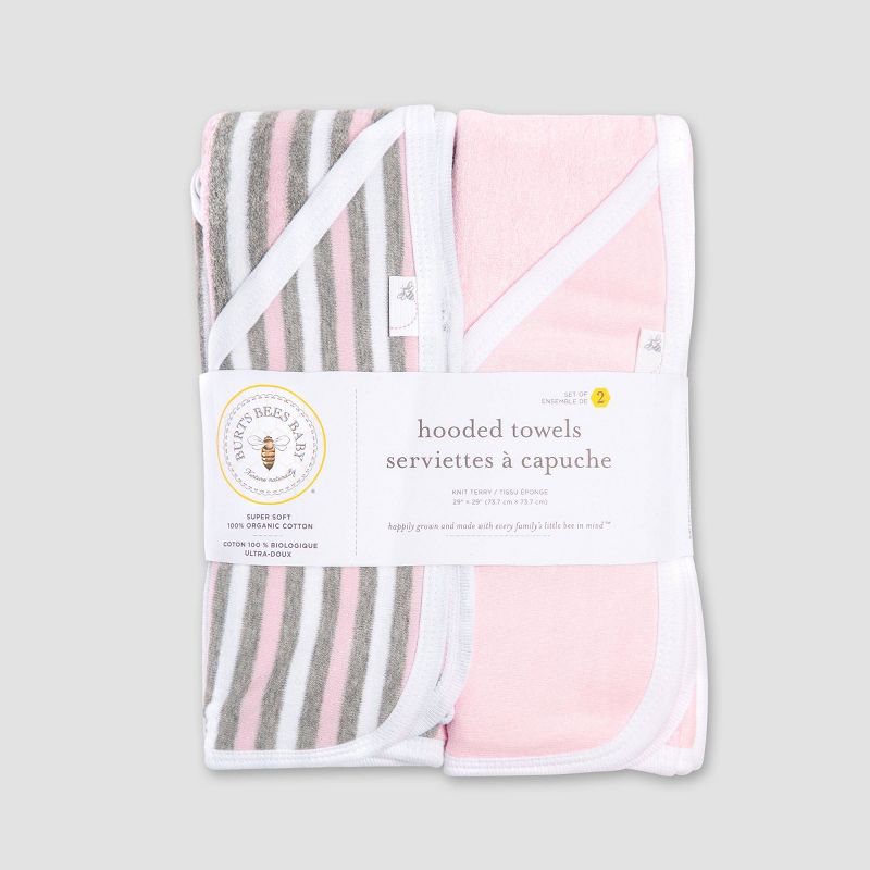 Burt's Bees Baby® Baby Girls' 2pk Hooded Bath Towel - Pink/Brown