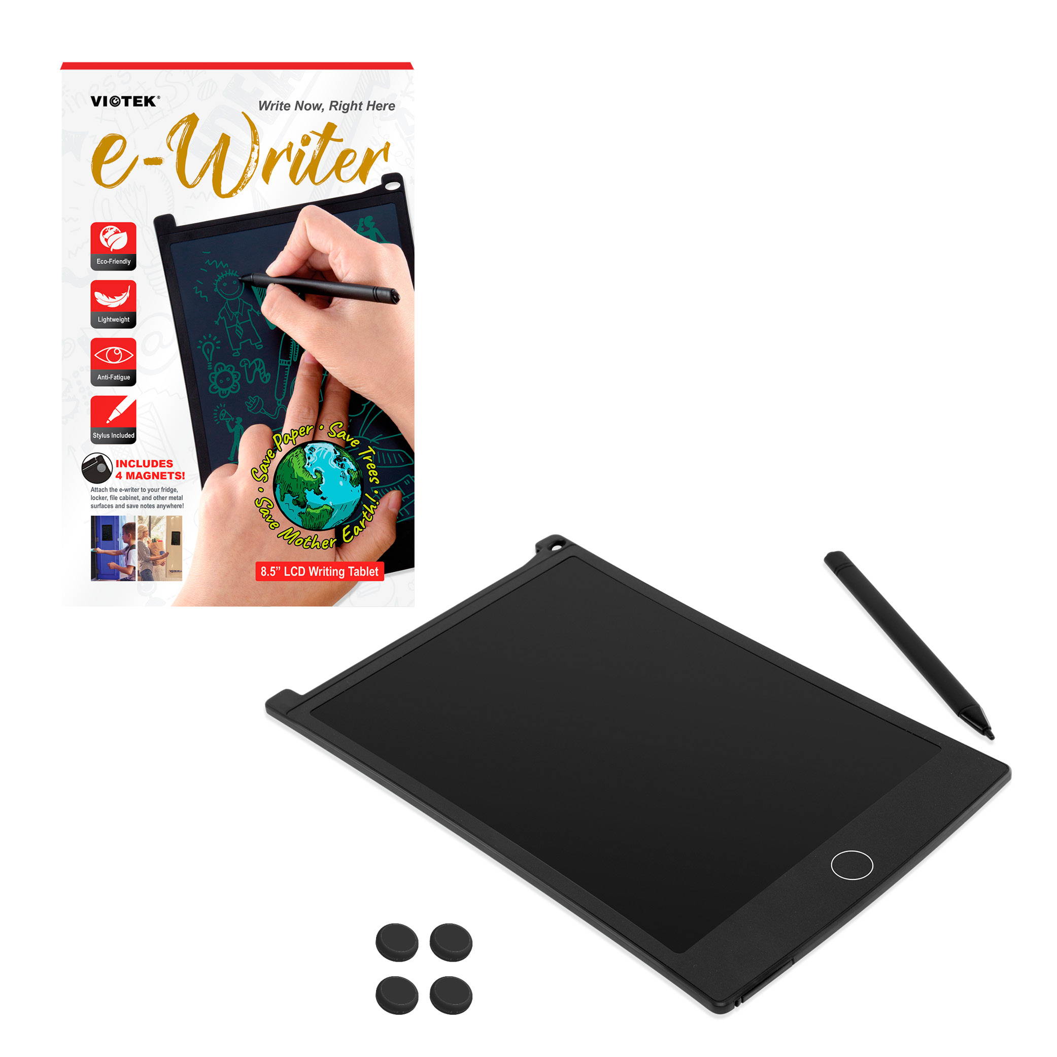 Viotek EWriter Writing Tablet - 8.5&rdquo; Writing Surface with Viotek Eye-Guard Technology, Comes with Stylus and Stylus Holder, Lightweight, Green Ink Markings, 4 Magnets  - LCD Drawing Tablet