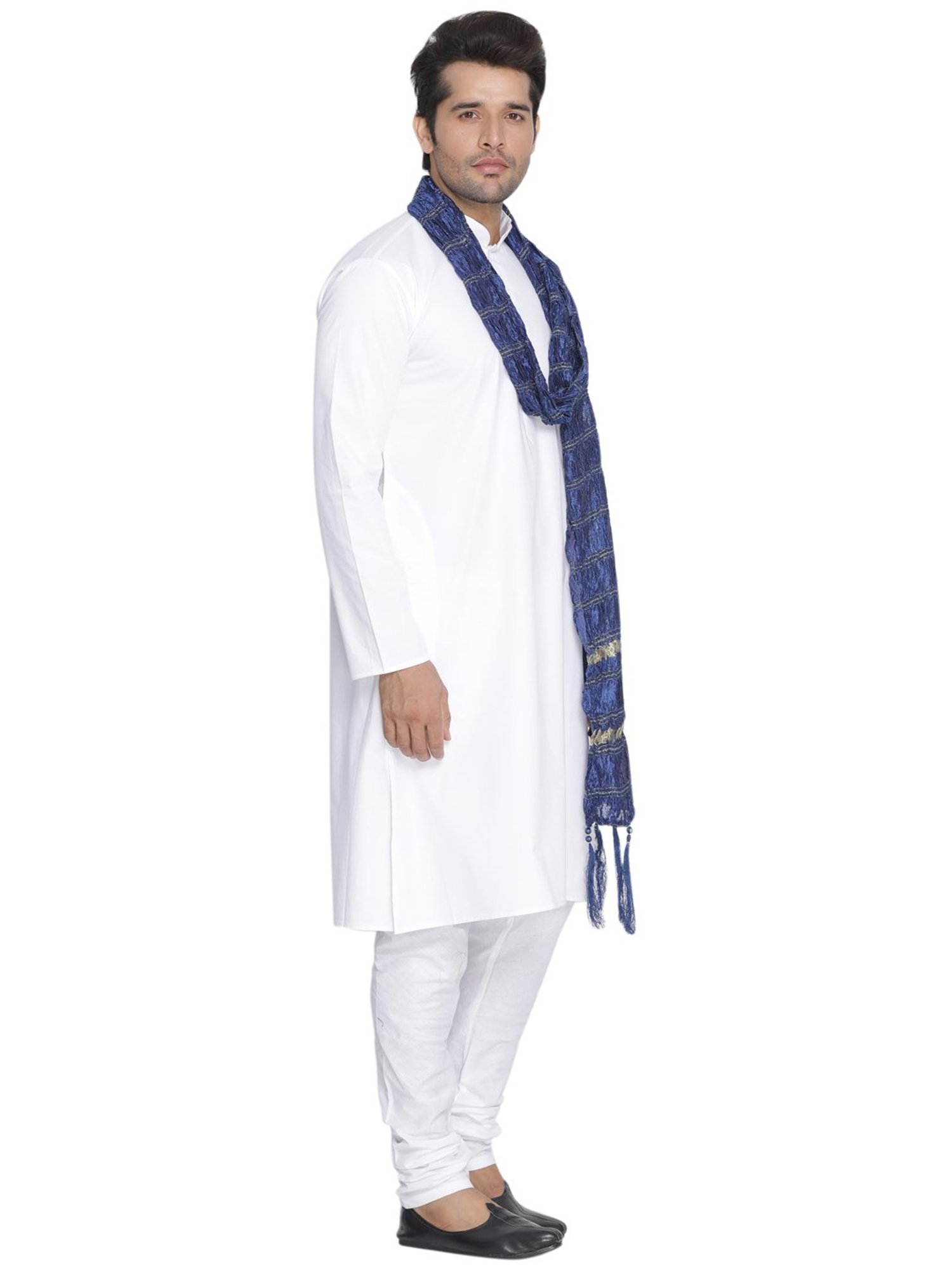 VASTRAMAY Royal Blue Viscose Self Pattern Dupatta