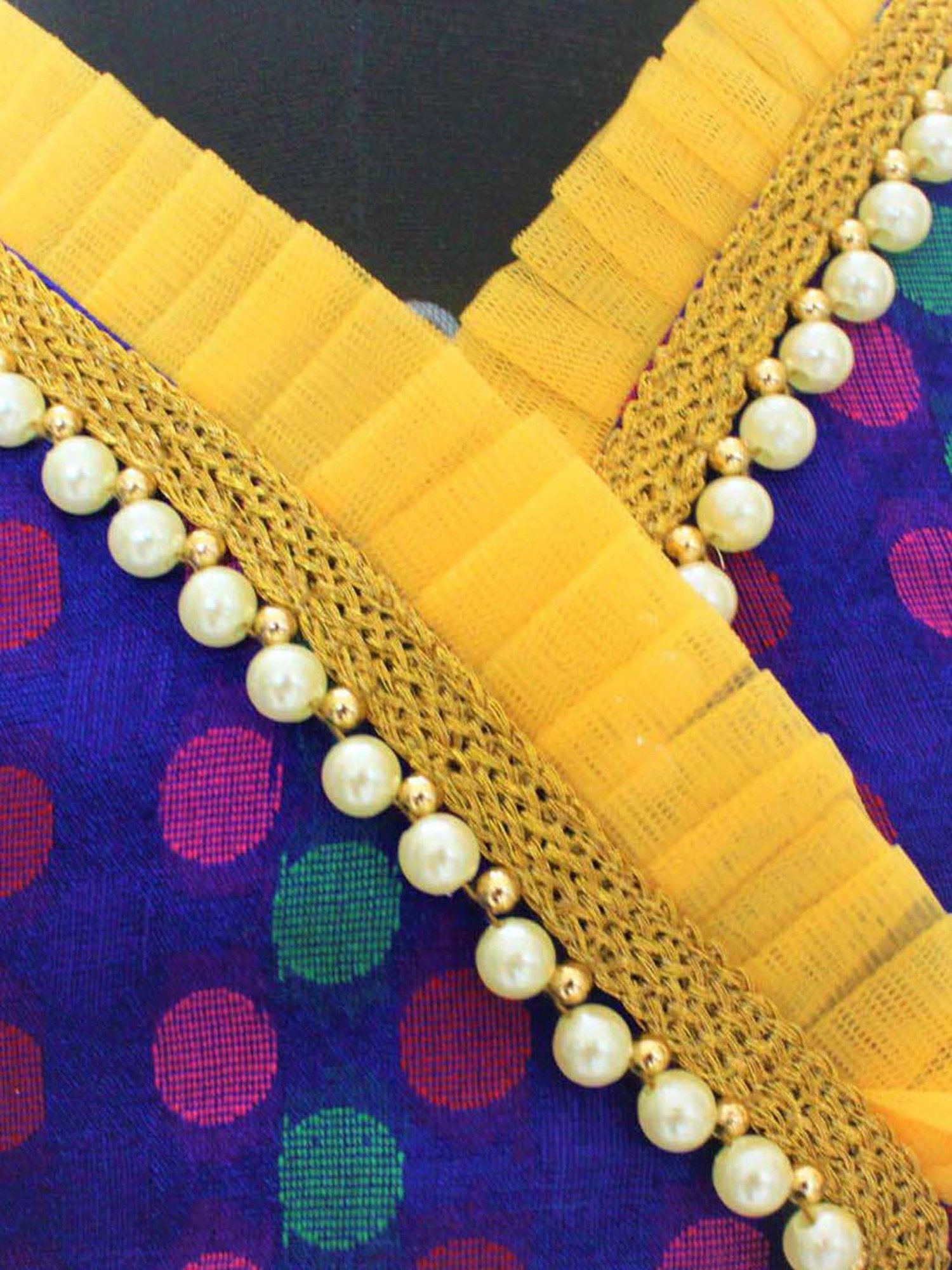 Many Frocks Kids Blue & Mustard Printed Lehenga Choli