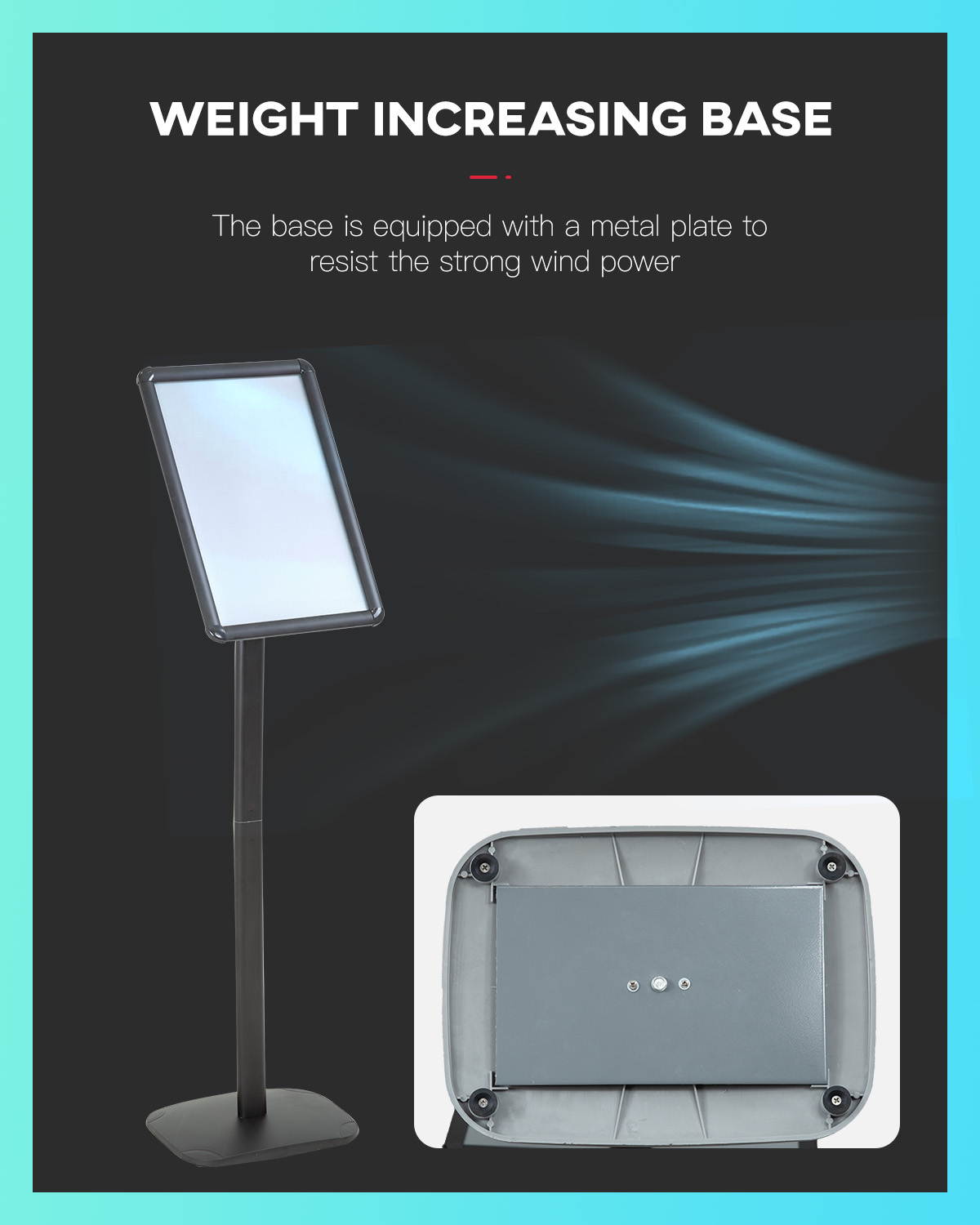 Sign Stand Base Sign Holder Standing Pedestal Poster Stand 11x17 Inch Curved Menu Advertising Sign Stand Display Both Vertical & Horizontal View Aluminum Snap Open Frame Sign Stand