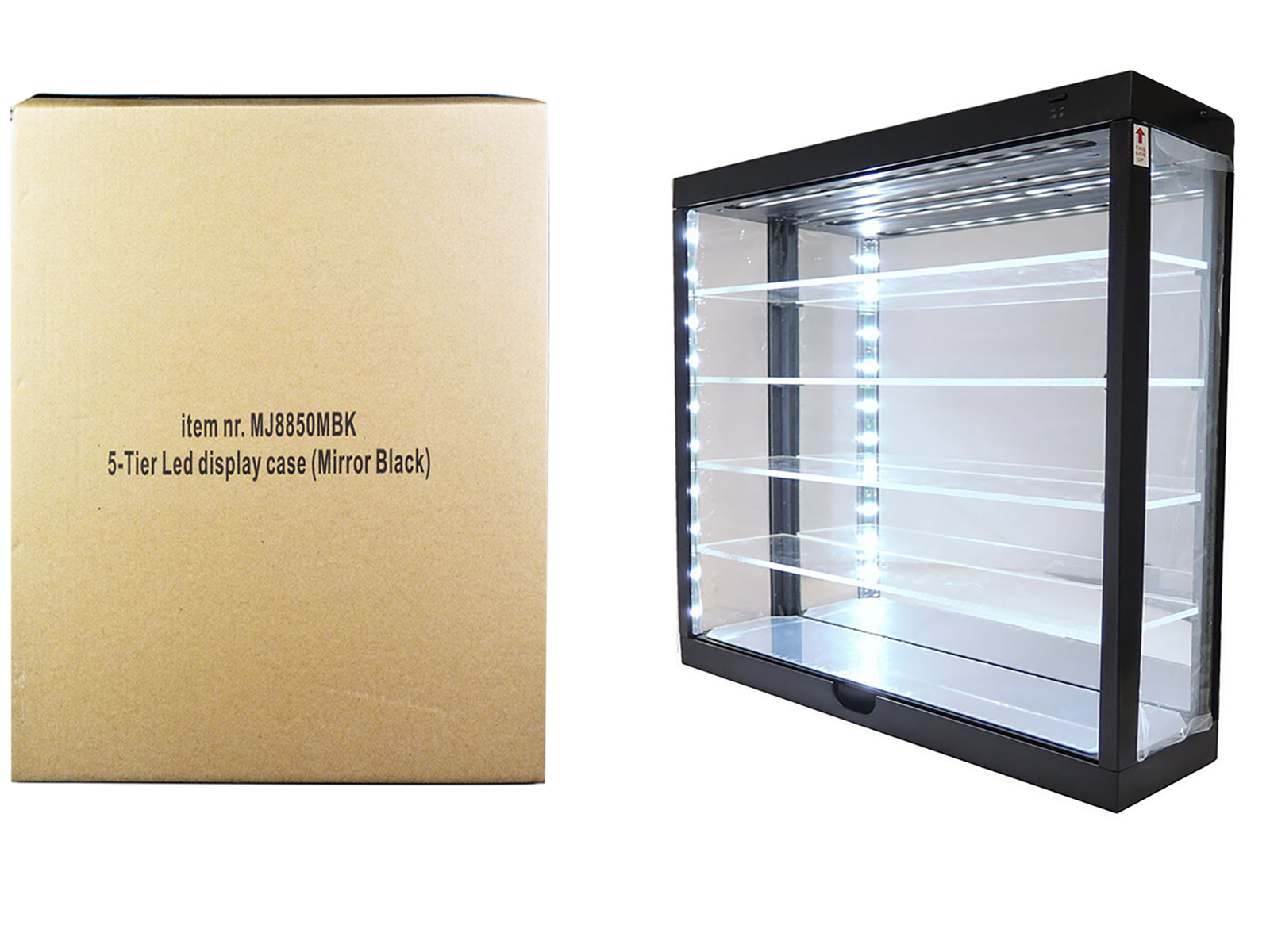 Showcase Wall Mount 5 Tier Display Case with Mirror Back Panel "Mijo Exclusives" for 1/64-1/43 Scale Models