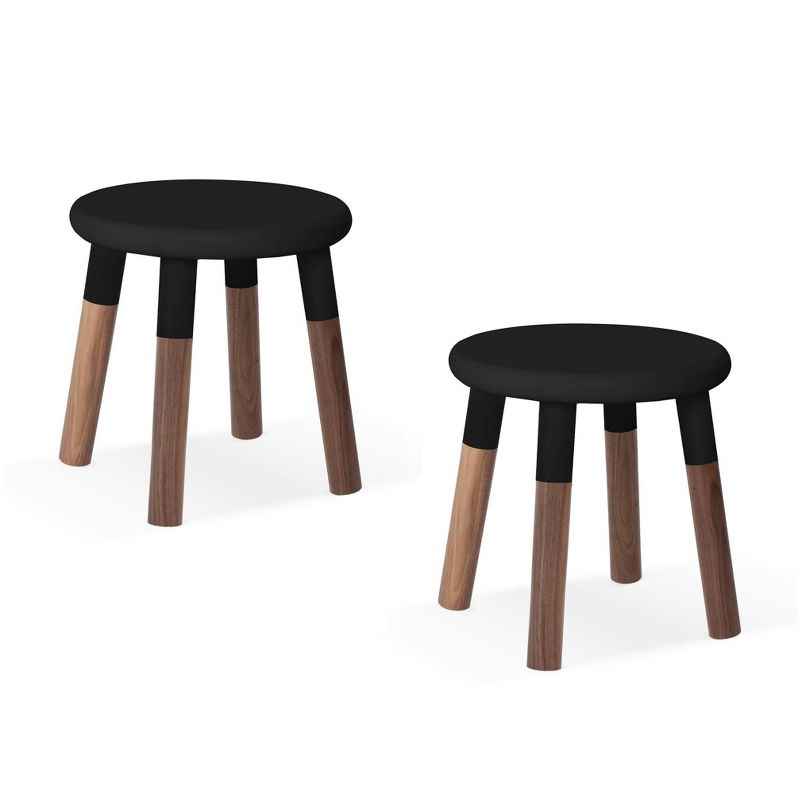 Set of 2 Peewee Wood Veneer Kids' Chairs Solid Walnut/Black - Nico & Yeye