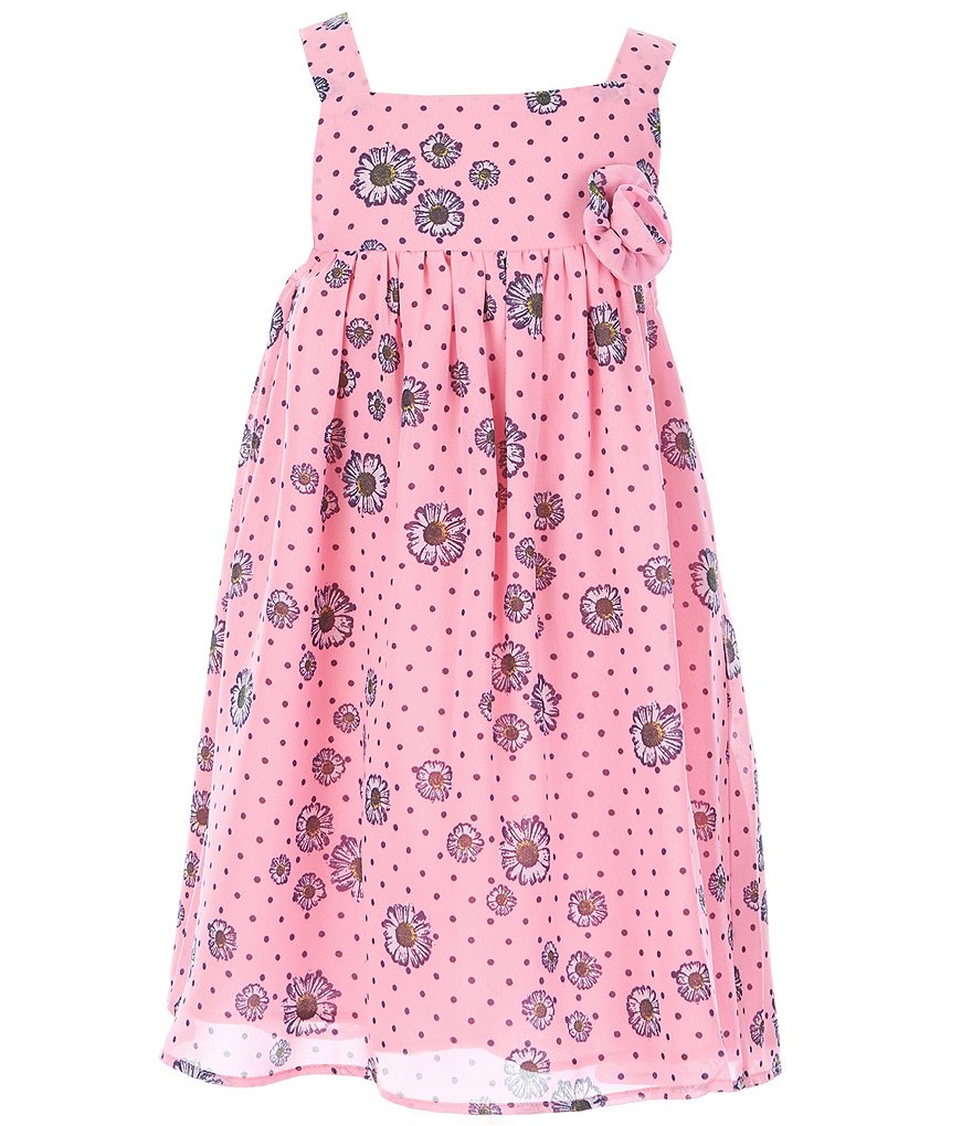 Pastourelle by Pippa & Julie Little Girls 2T-6X Wood Floral/Polka-Dot Empire-Waist Dress