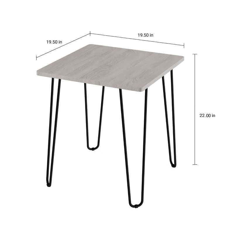 End Table with Hairpin Legs Woodgrain Look Gray - Yorkshire Home
