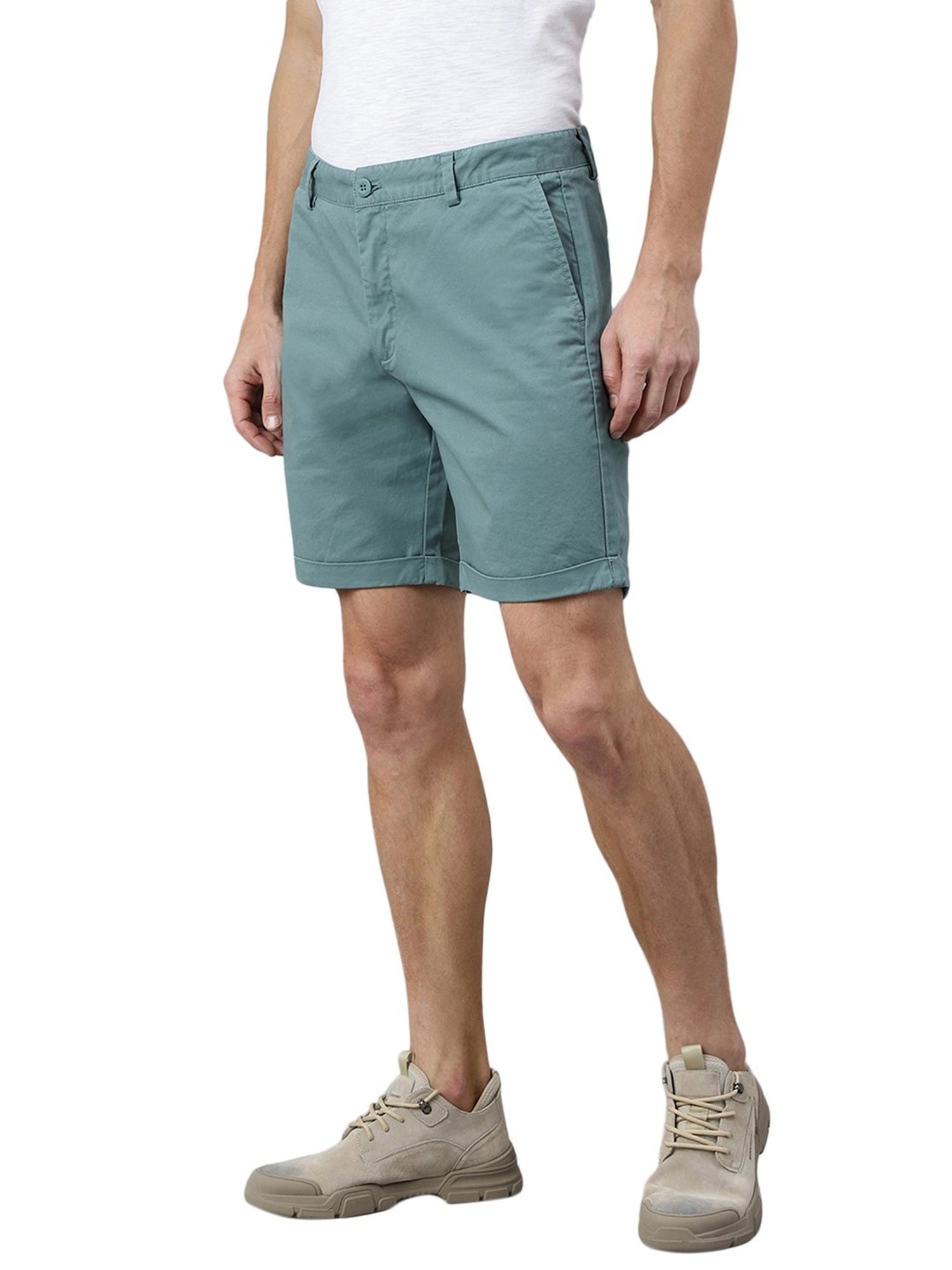Woods Light Green Regular Fit Chino Shorts